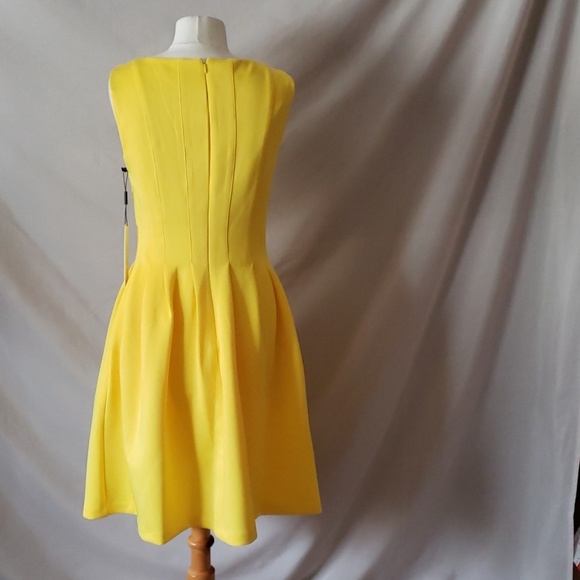 New Yellow Calvin Klein lined dress - Picture 4 of 6